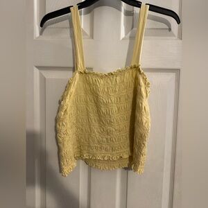 American Eagle Outfitters Light Yellow Smocked Tank Top